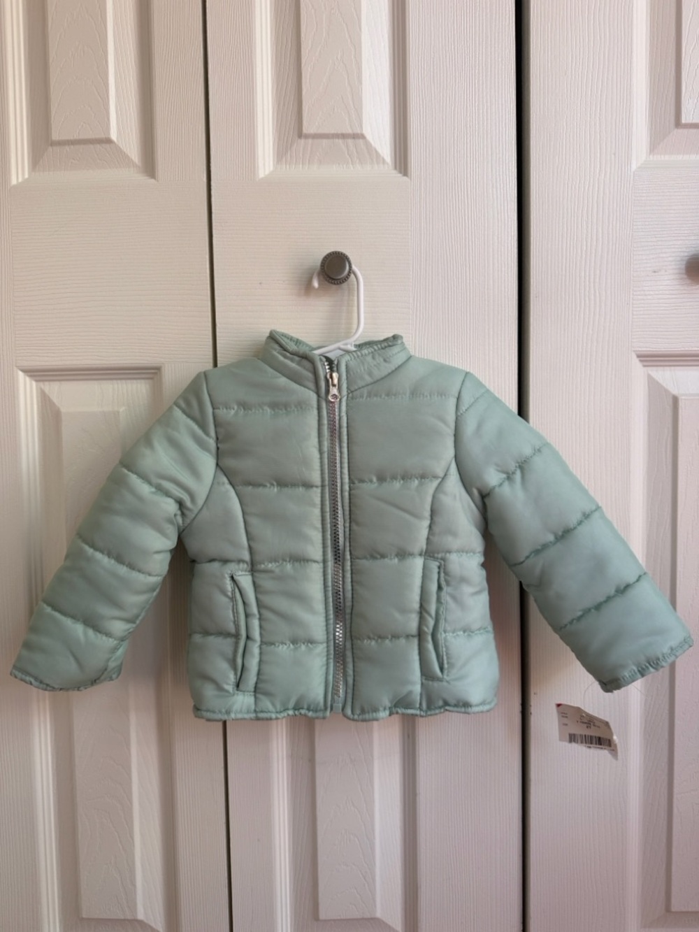 Light Green Puffer Jacket - Cozy Quilted Zip Front